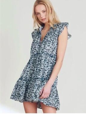 Veronica Beard Blue Floral Zee Mini Dress